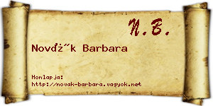 Novák Barbara névjegykártya